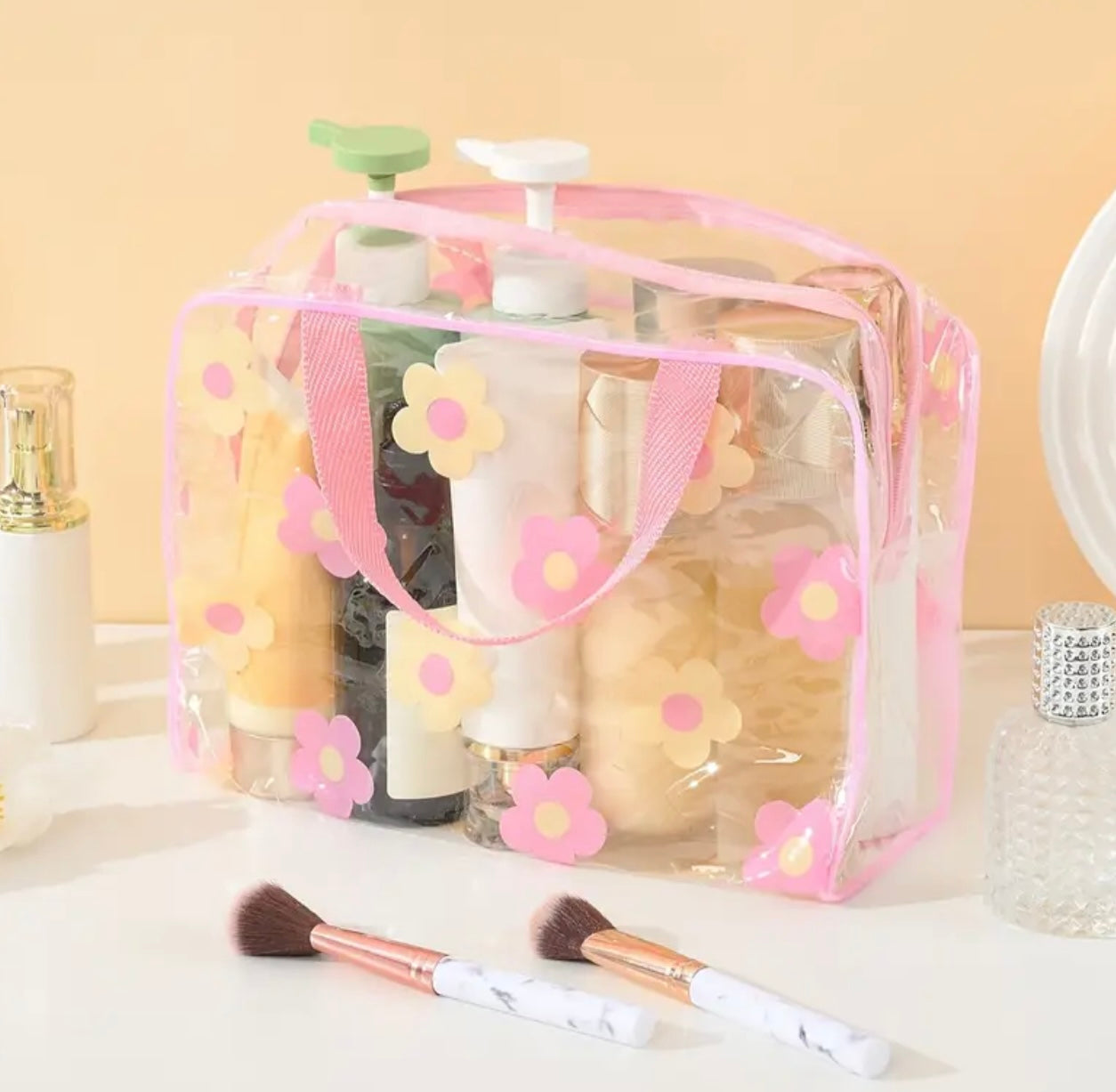 Transparent Floral Pouch