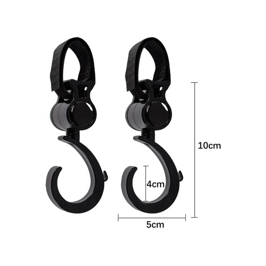 خطافات عربة الأطفال شديدة التحمل - عبوة من قطعتين