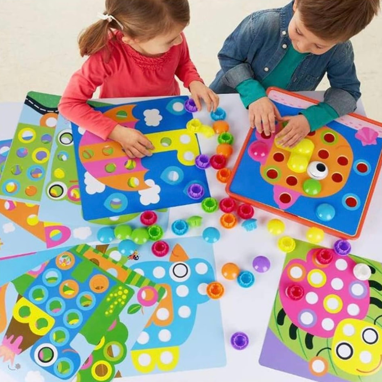 Button Art Color Matching Mosaic Pegboard