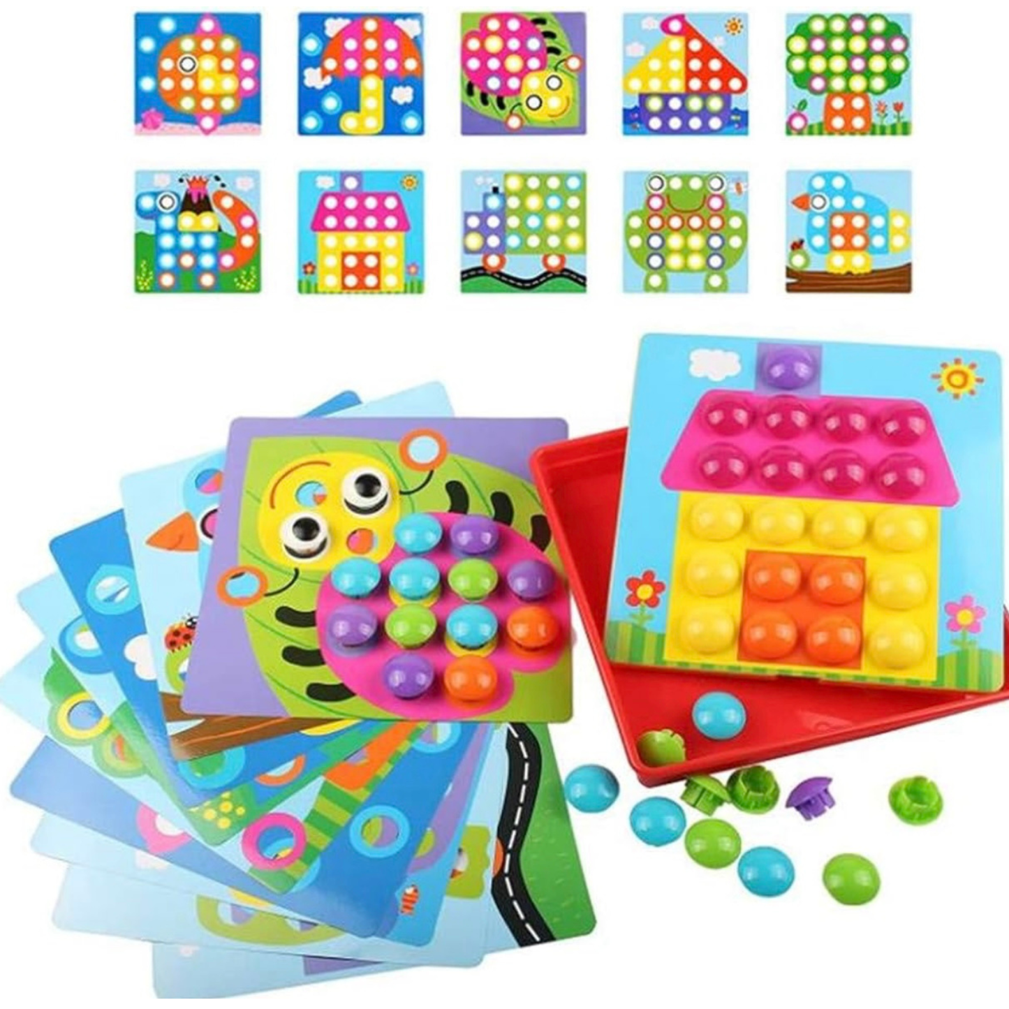 Button Art Color Matching Mosaic Pegboard