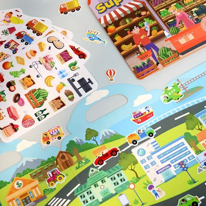 Reusable stickers inside Waterproof Reusable Jelly Sticker Book for children